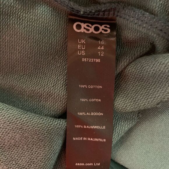 ASOS Green 80s Style Sweatshirt Dress Sz 12/Large - Picture 4 of 6